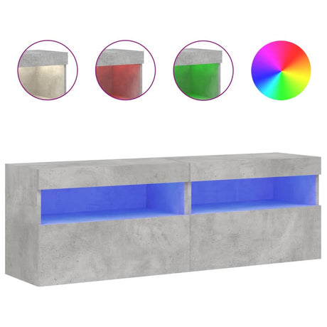 Vidaxl tv-wandmeubels met led 2 st 60x30x40 cm betongrijs