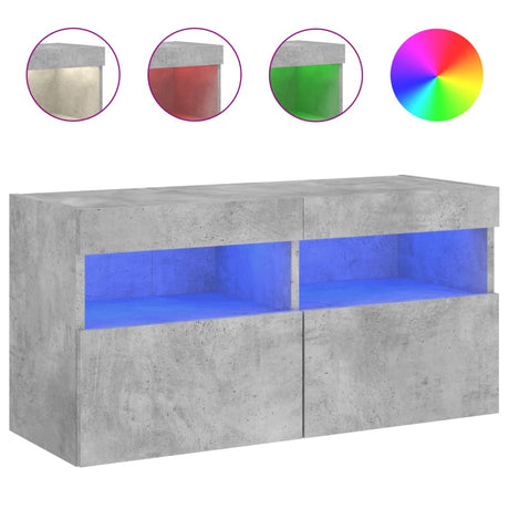 Vidaxl tv-wandmeubel met led-verlichting 80x30x40 cm betongrijs