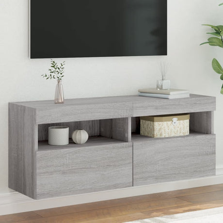 Vidaxl tv-wandmeubel met led-verlichting 100x30x40 cm grijs sonoma