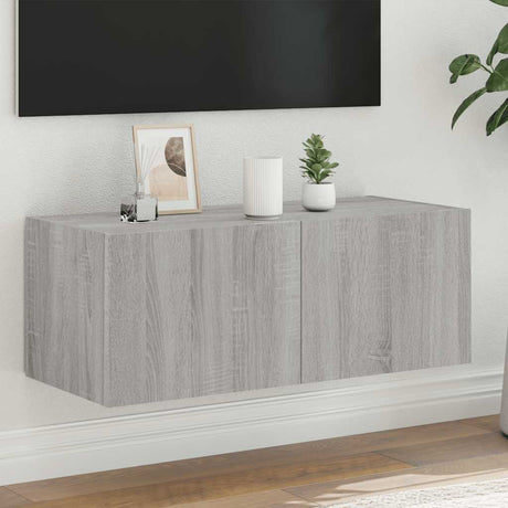 Vidaxl tv-wandmeubel met led-verlichting 80x35x31 cm grijs sonoma