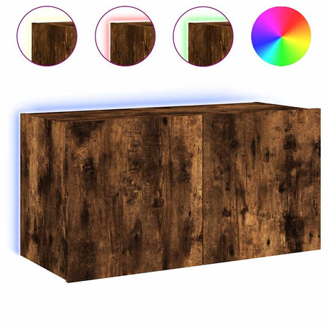 Vidaxl tv-wandmeubel met led-verlichting 80x35x41 cm gerookt eiken