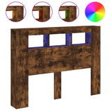 Vidaxl hoofdeinde met led 140x18,5x103,5 cm bewerkt hout gerookt eiken