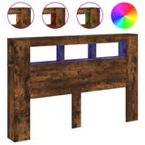Vidaxl hoofdeinde met led 160x18,5x103,5 cm bewerkt hout gerookt eiken