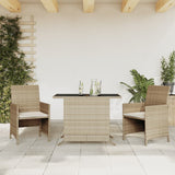 Vidaxl 3-delige bistroset met kussens poly rattan beige