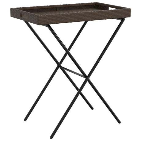 Vidaxl dienbladtafel inklapbaar 65x40x75 cm poly rattan bruin