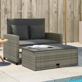 Vidaxl tuinbank 2-zits met kussens poly rattan grijs