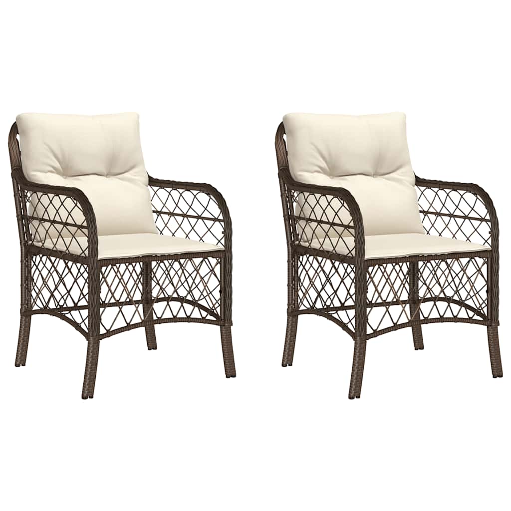 Vidaxl tuinstoelen 2 st met kussens poly rattan bruin