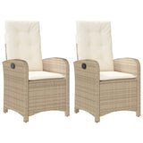 Vidaxl tuinstoelen 2 st verstelbaar met kussens poly rattan beige