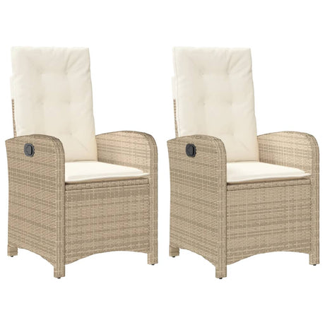 Vidaxl tuinstoelen 2 st verstelbaar met kussens poly rattan beige