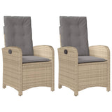 Vidaxl tuinstoelen 2 st verstelbaar kussens poly rattan gemengd beige