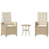 Vidaxl 3-delige bistroset met kussens poly rattan beige