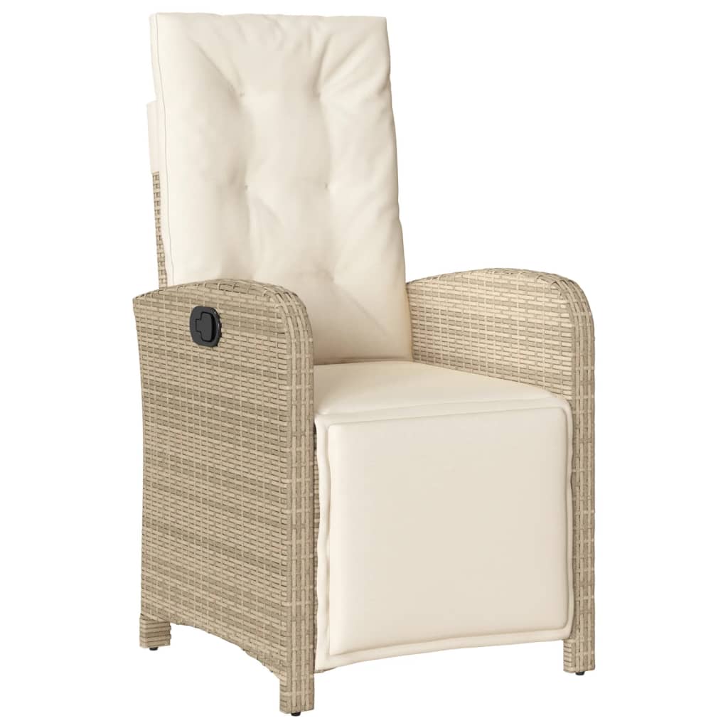 Vidaxl tuinstoel verstelbaar met voetensteun poly rattan beige