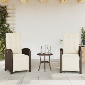 Vidaxl tuinstoelen 2 st verstelbaar met voetensteun poly rattan bruin