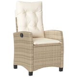 Vidaxl tuinstoel verstelbaar met kussens poly rattan beige