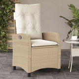 Vidaxl tuinstoel verstelbaar met kussens poly rattan beige