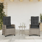Vidaxl tuinstoelen 2 st verstelbaar met kussens poly rattan grijs
