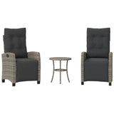 Vidaxl 3-delige bistroset met kussens poly rattan grijs