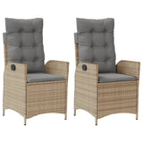 Vidaxl tuinstoelen 2 st verstelbaar kussens poly rattan gemengd beige