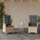 Vidaxl tuinstoelen 2 st verstelbaar kussens poly rattan gemengd beige