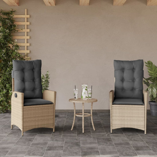 Vidaxl tuinstoelen 2 st verstelbaar kussens poly rattan gemengd beige