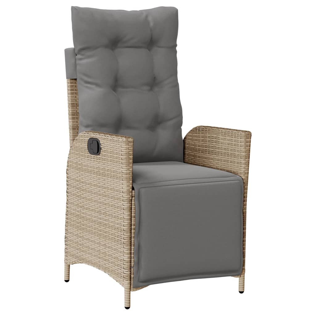 Vidaxl tuinstoel verstelbaar met voetensteun poly rattan gemengd beige