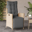 Vidaxl tuinstoel verstelbaar met voetensteun poly rattan gemengd beige