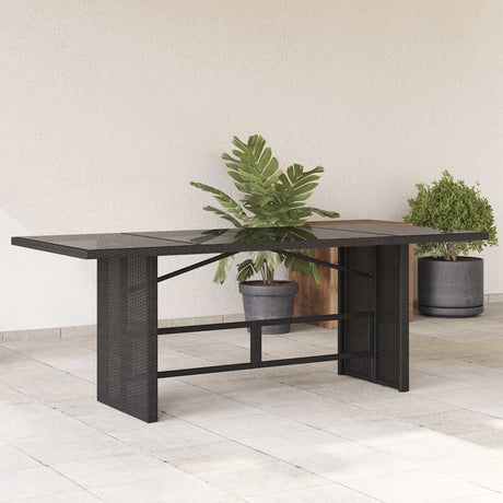 Vidaxl tuintafel met glazen blad 190x80x74 cm poly rattan zwart