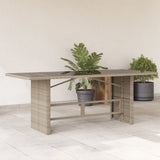 Vidaxl tuintafel met glazen blad 190x80x74 cm poly rattan lichtgrijs