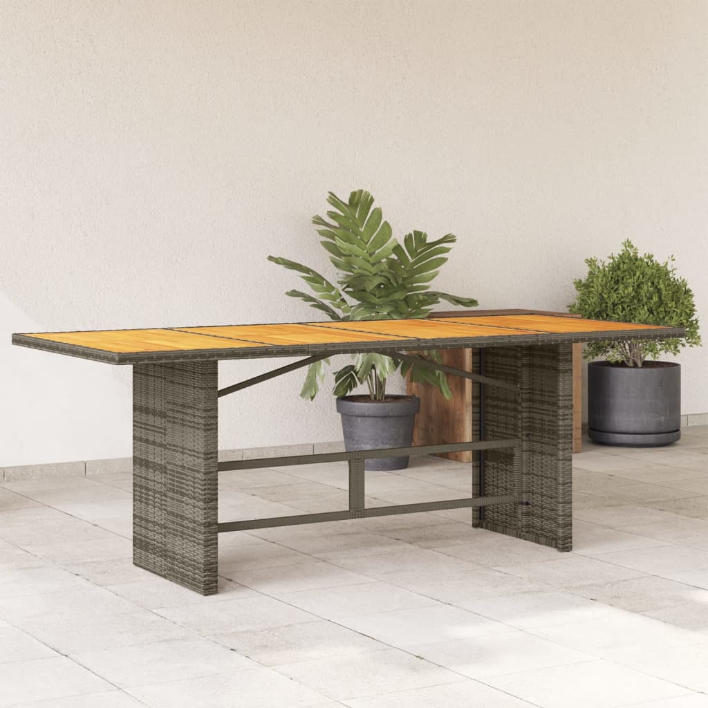 Vidaxl tuintafel met acaciahouten blad 190x80x74 cm poly rattan grijs