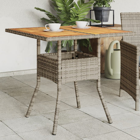 Vidaxl tuintafel met acaciahouten blad 80x80x75 cm poly rattan grijs