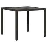 Vidaxl tuintafel met glazen blad 90x90x75 cm poly rattan