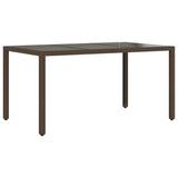 Vidaxl tuintafel met glazen blad 150x90x75 cm poly rattan bruin