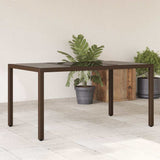 Vidaxl tuintafel met glazen blad 150x90x75 cm poly rattan bruin