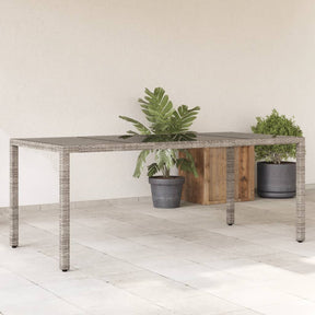 Vidaxl tuintafel met glazen blad 190x90x75 cm poly rattan grijs