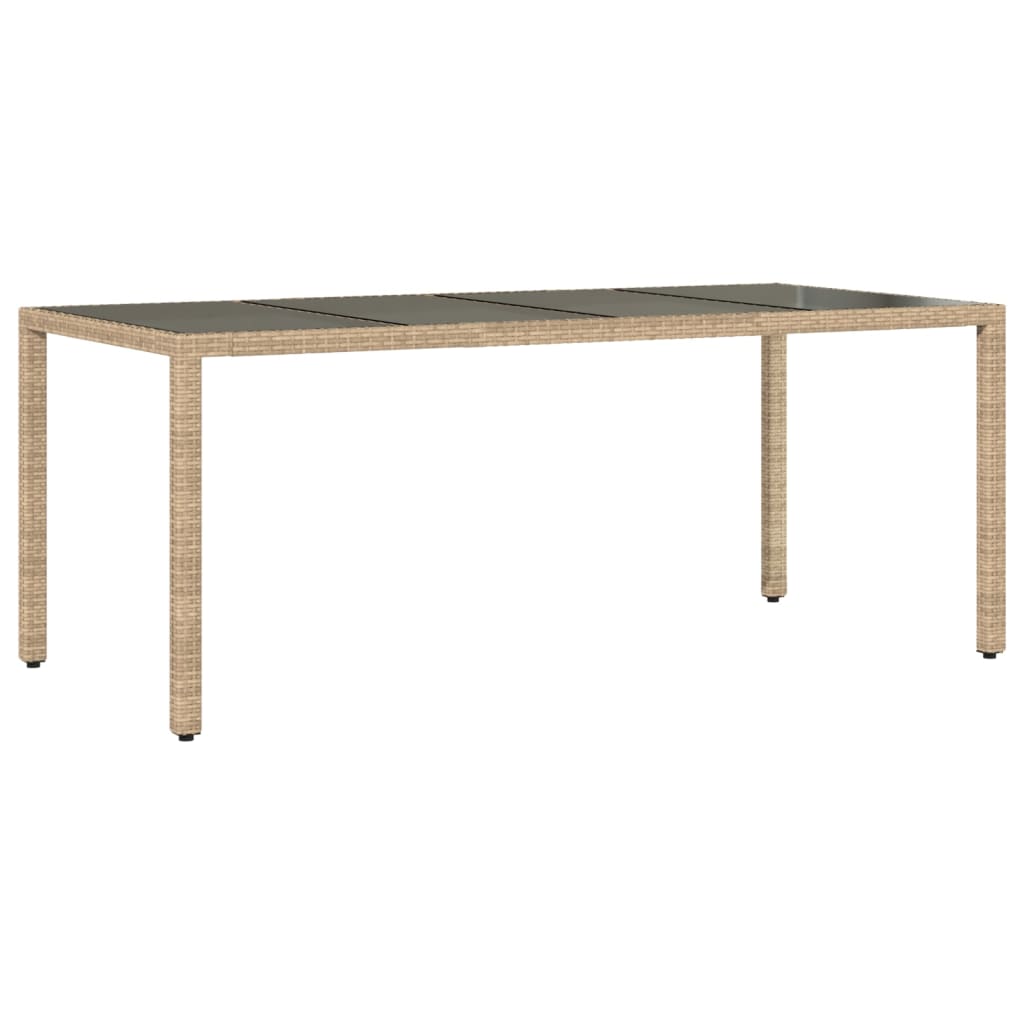 Vidaxl tuintafel met glazen blad 190x90x75 cm poly rattan beige