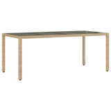 Vidaxl tuintafel met glazen blad 190x90x75 cm poly rattan beige