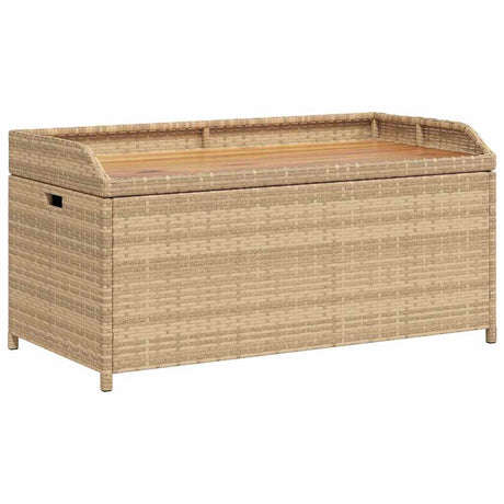 Vidaxl opbergbankje 100x50x52 cm poly rattan acaciahout gemengd beige
