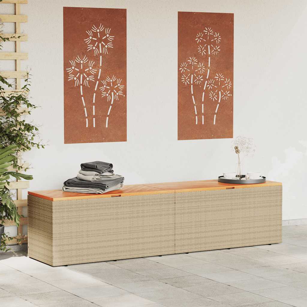Vidaxl tuinbox 220x50x54 cm poly rattan en acaciahout beige