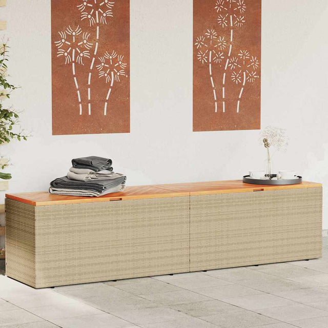 Vidaxl tuinbox 220x50x54 cm poly rattan en acaciahout beige