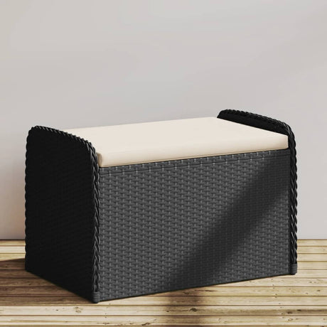 Vidaxl opbergbankje met kussen 80x51x52 cm poly rattan zwart