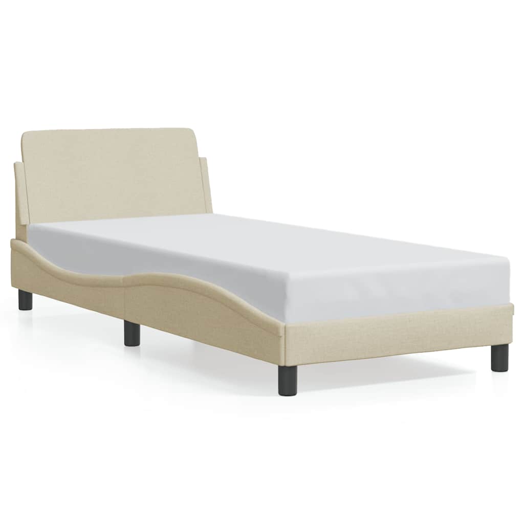 Vidaxl bedframe met hoofdeinde dover 80x200 cm stof crème