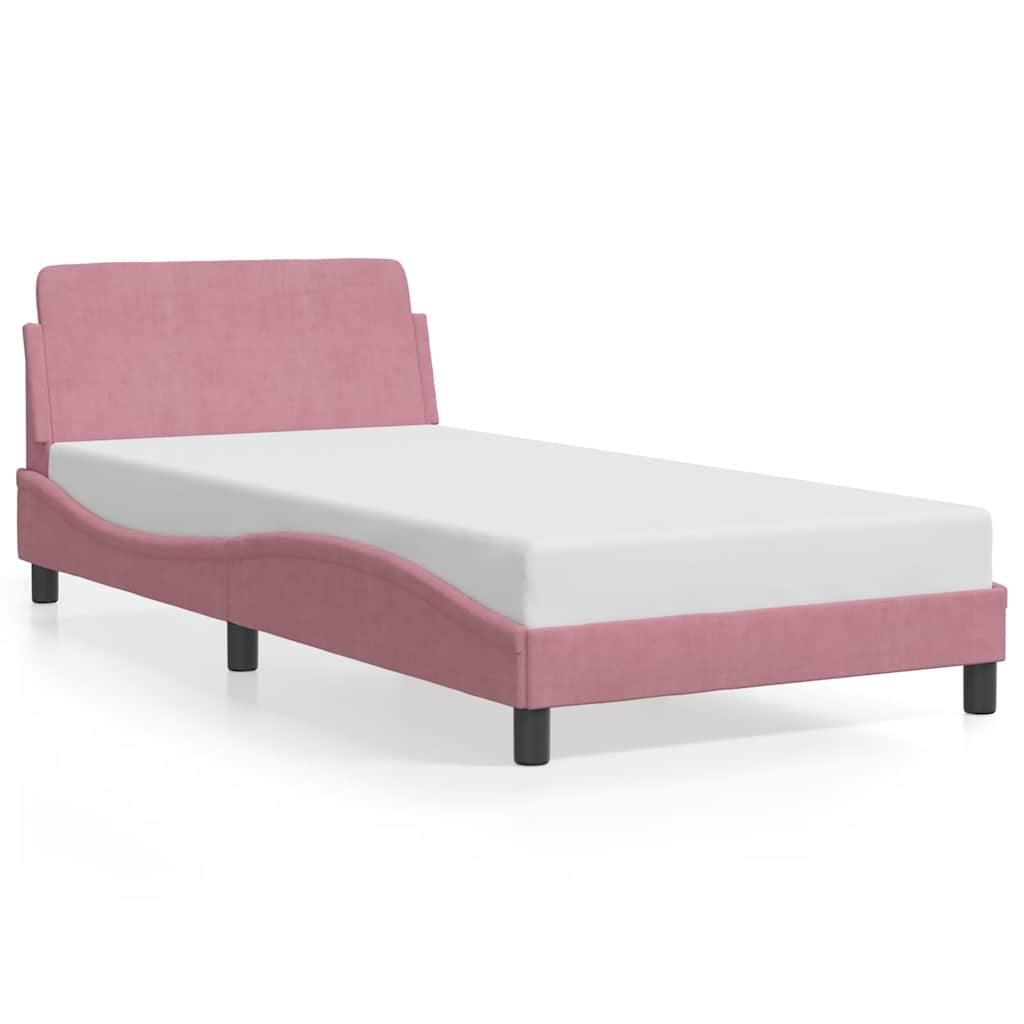 Vidaxl bedframe met hoofdeinde dover 100x200 cm fluweel roze