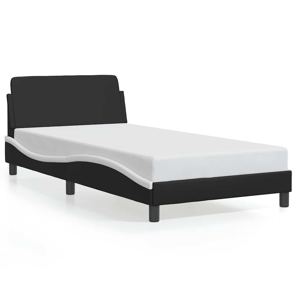 Vidaxl bedframe dover kunstleer zwart en wit 100x200 cm