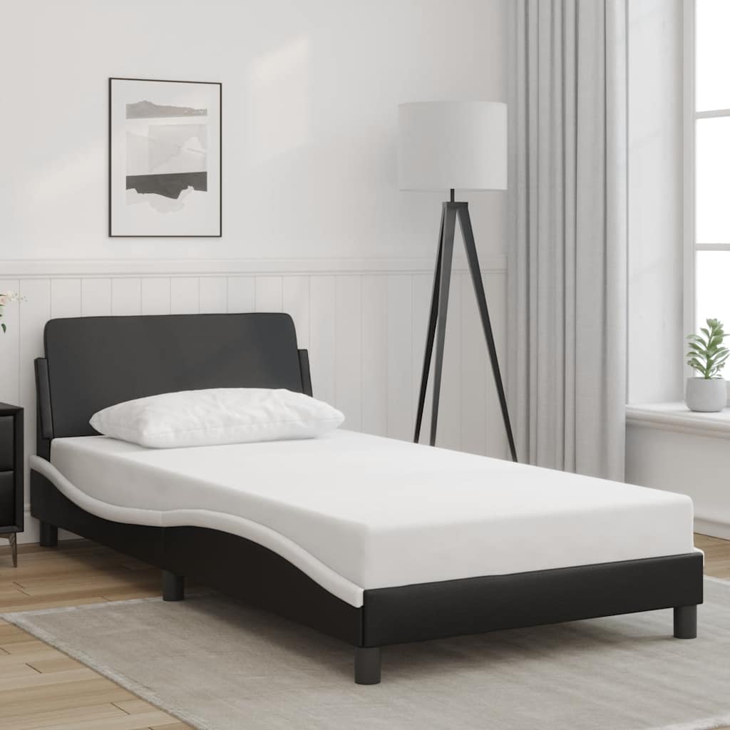 Vidaxl bedframe dover kunstleer zwart en wit 100x200 cm