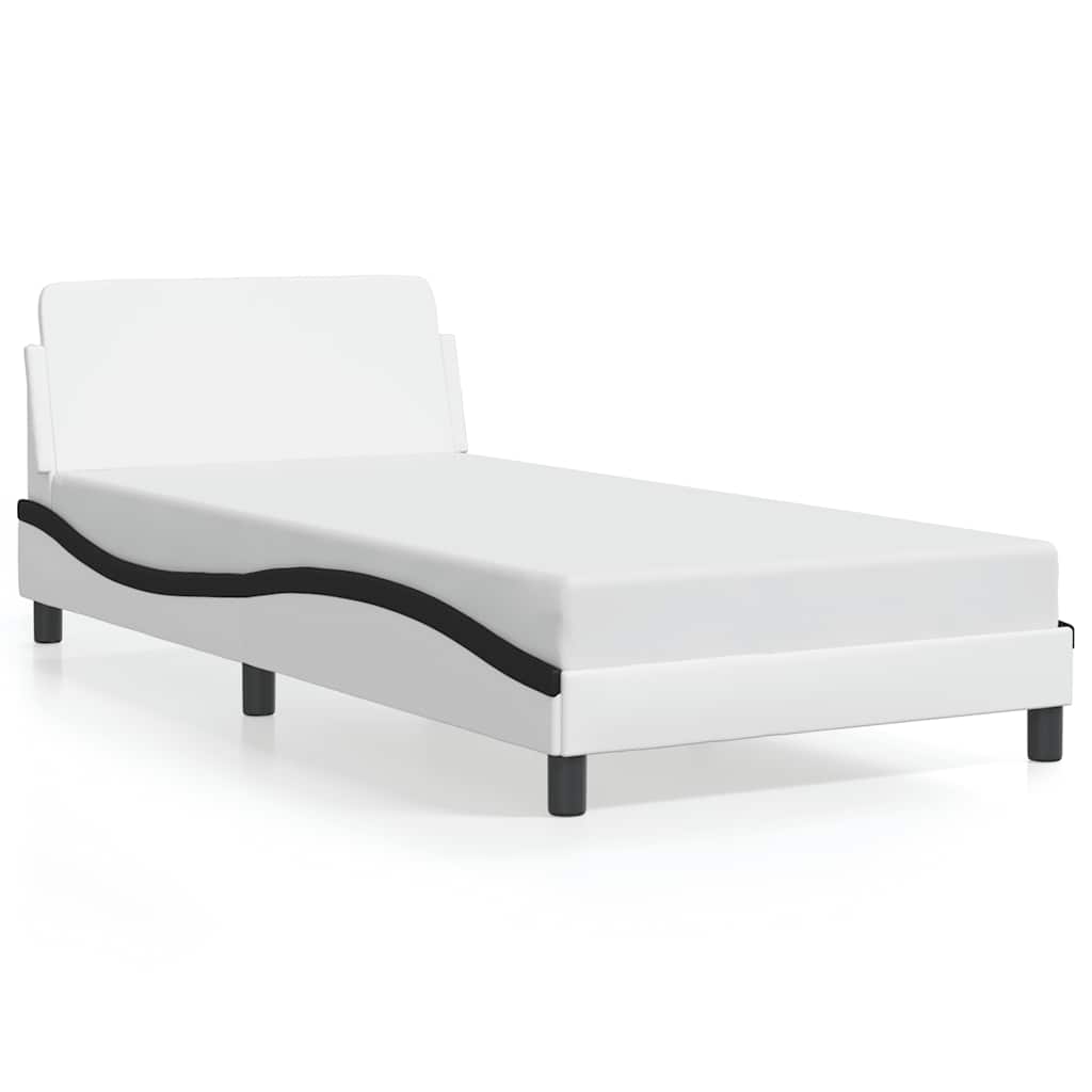 Vidaxl bedframe dover kunstleer zwart en wit 100x200 cm