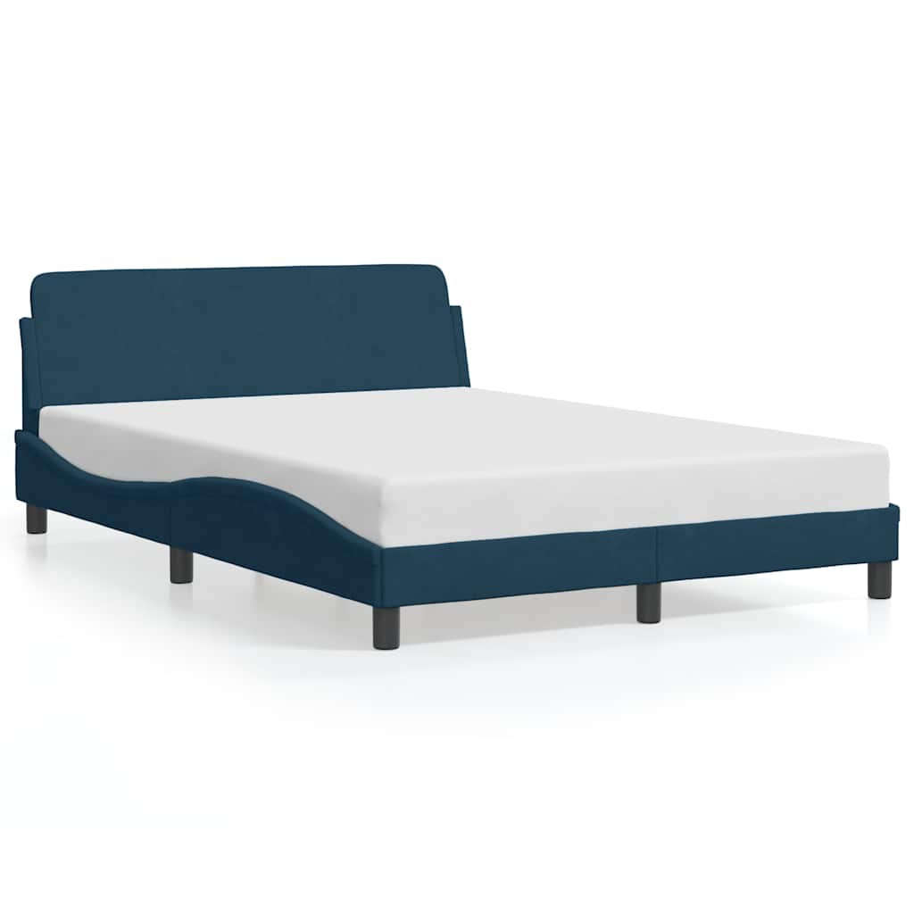 Vidaxl bedframe met hoofdeinde dover fluweel blauw 120x200 cm