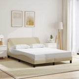 Vidaxl bedframe dover stof crèmekleurig 140x190 cm
