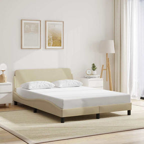 Vidaxl bedframe dover stof crèmekleurig 140x190 cm