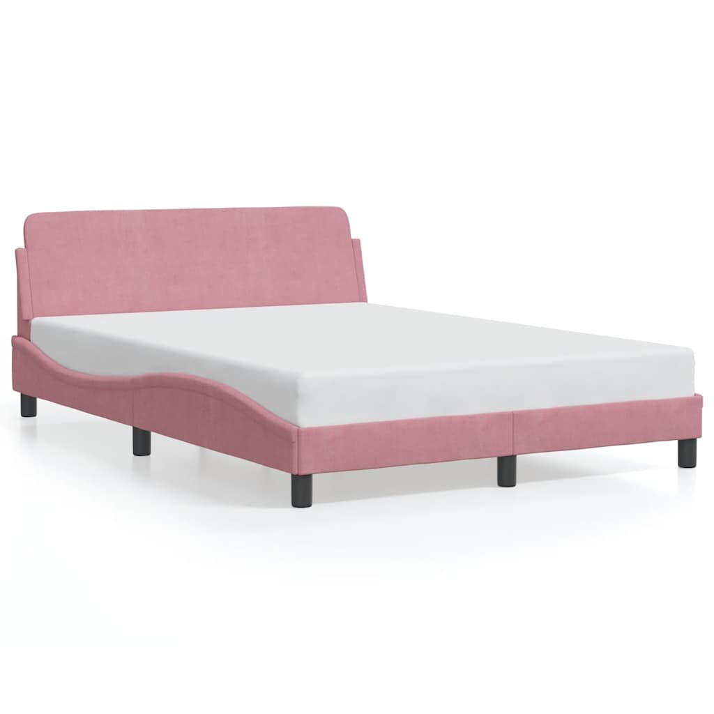 Vidaxl bedframe met hoofdeinde dover 140x190 cm fluweel roze