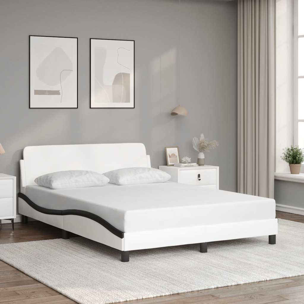 Vidaxl bedframe dover kunstleer wit en zwart 140x190 cm